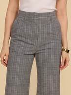 Pantalon taille haute à carreaux gris BROCK en mélange de polyester et élasthanne avec coupe ajustée