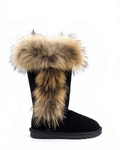 Bottines noires BROCK Stephan Paris en cuir avec garniture en fourrure synthétique volumineuse