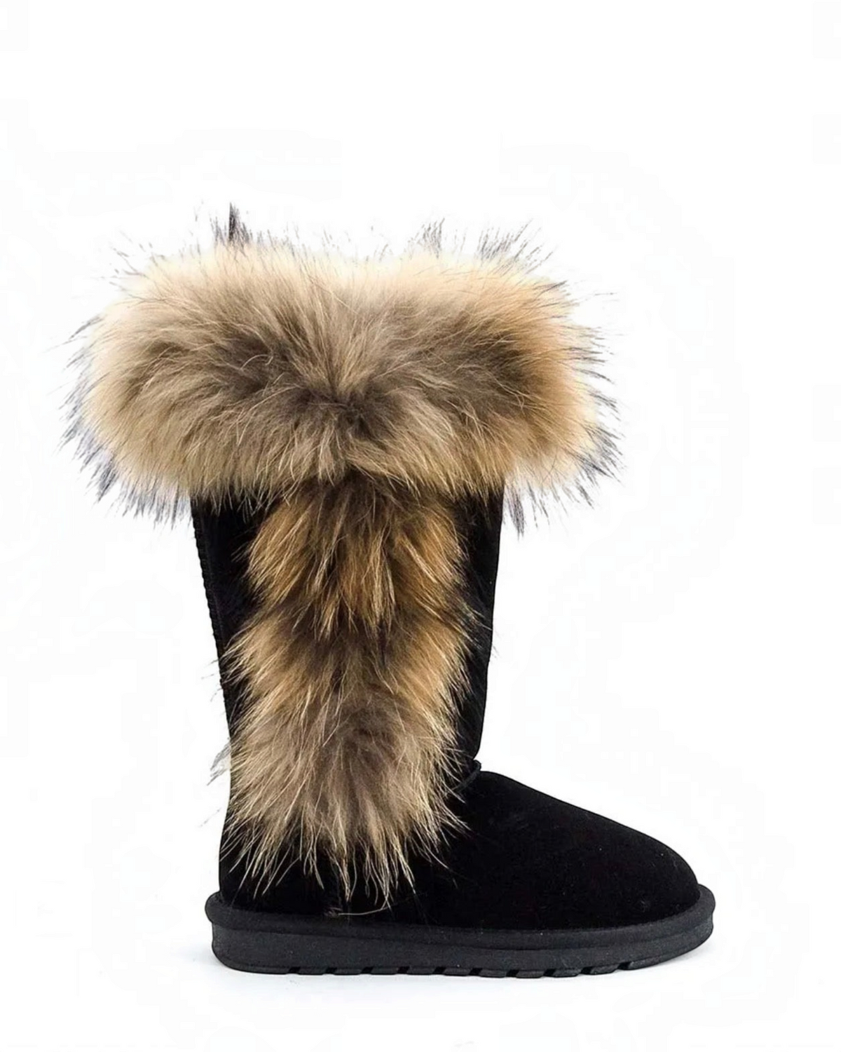 Bottines noires BROCK Stephan Paris en cuir avec garniture en fourrure synthétique volumineuse