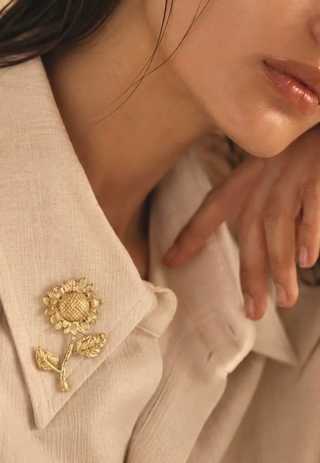Broche tournesol en acier inoxydable ÉLINE L’ATELIER