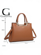 Sac à main structuré marron BROCK GALLANTRY avec texture striée, détails métalliques dorés et bandoulière amovible