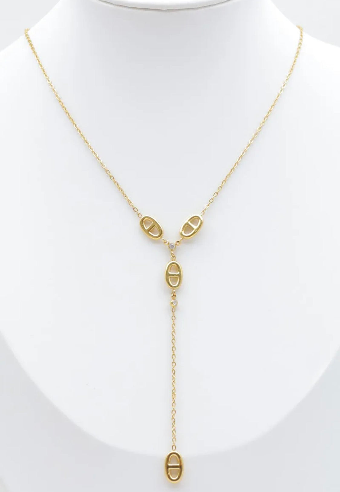 Collier en Y maille marine et strass BIJOUX MYSTÈRES