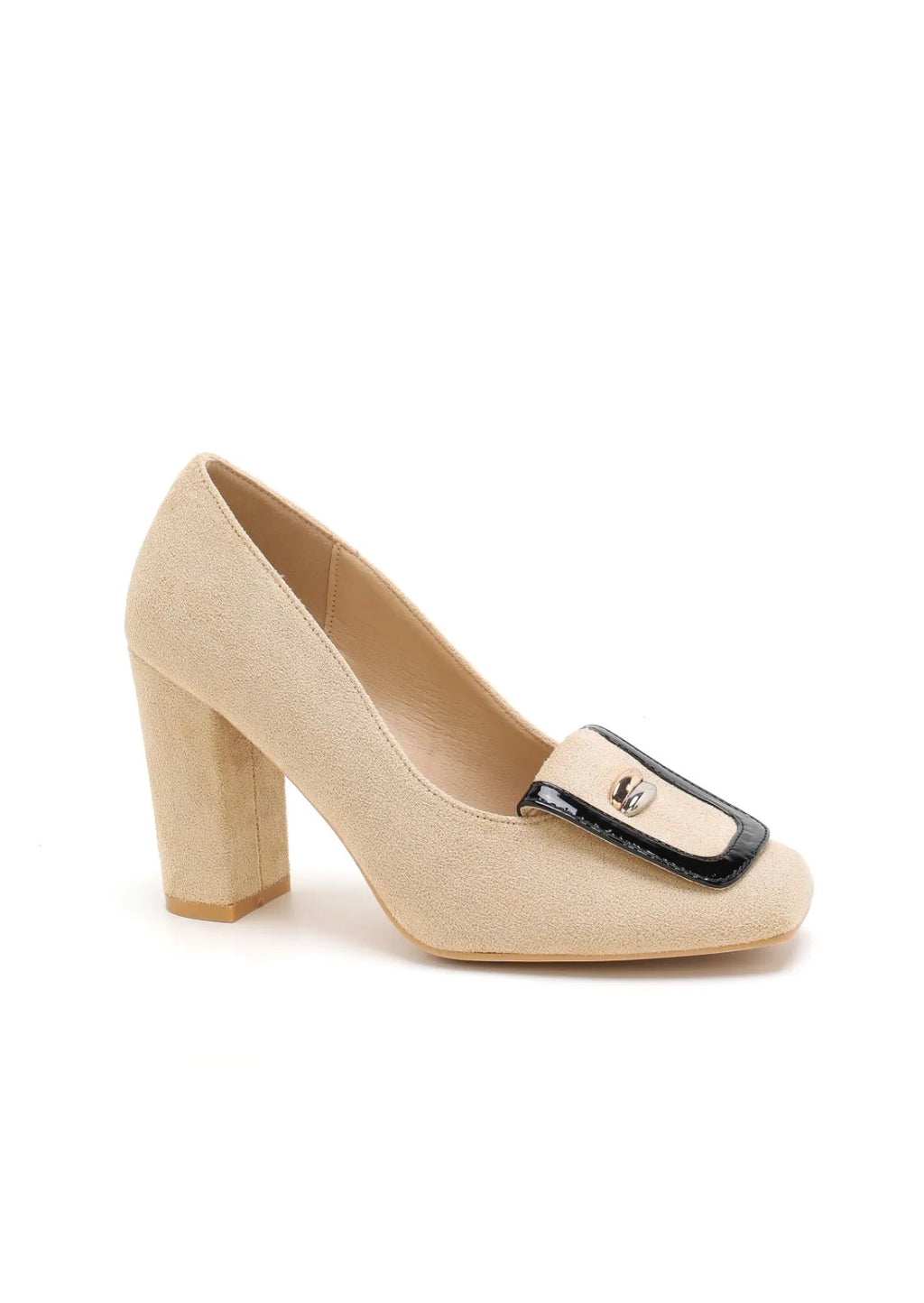 Escarpins femme à talon large et détail métallique STEPHAN PARIS