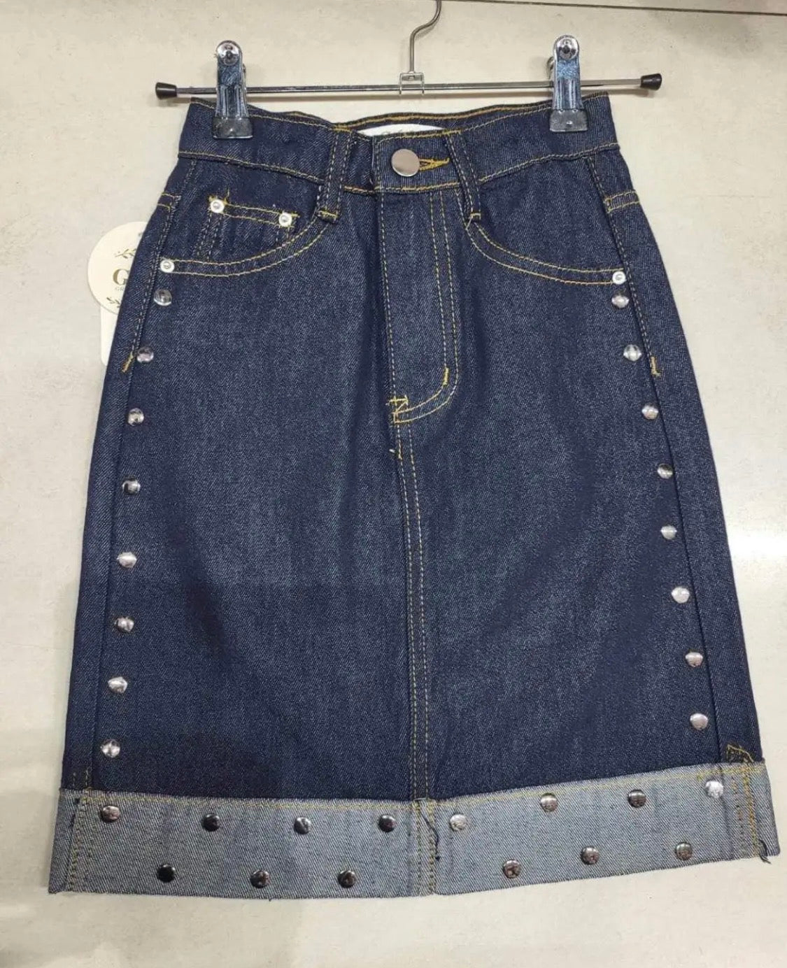 Jupe en jean clous strass enfant GRASSTAR