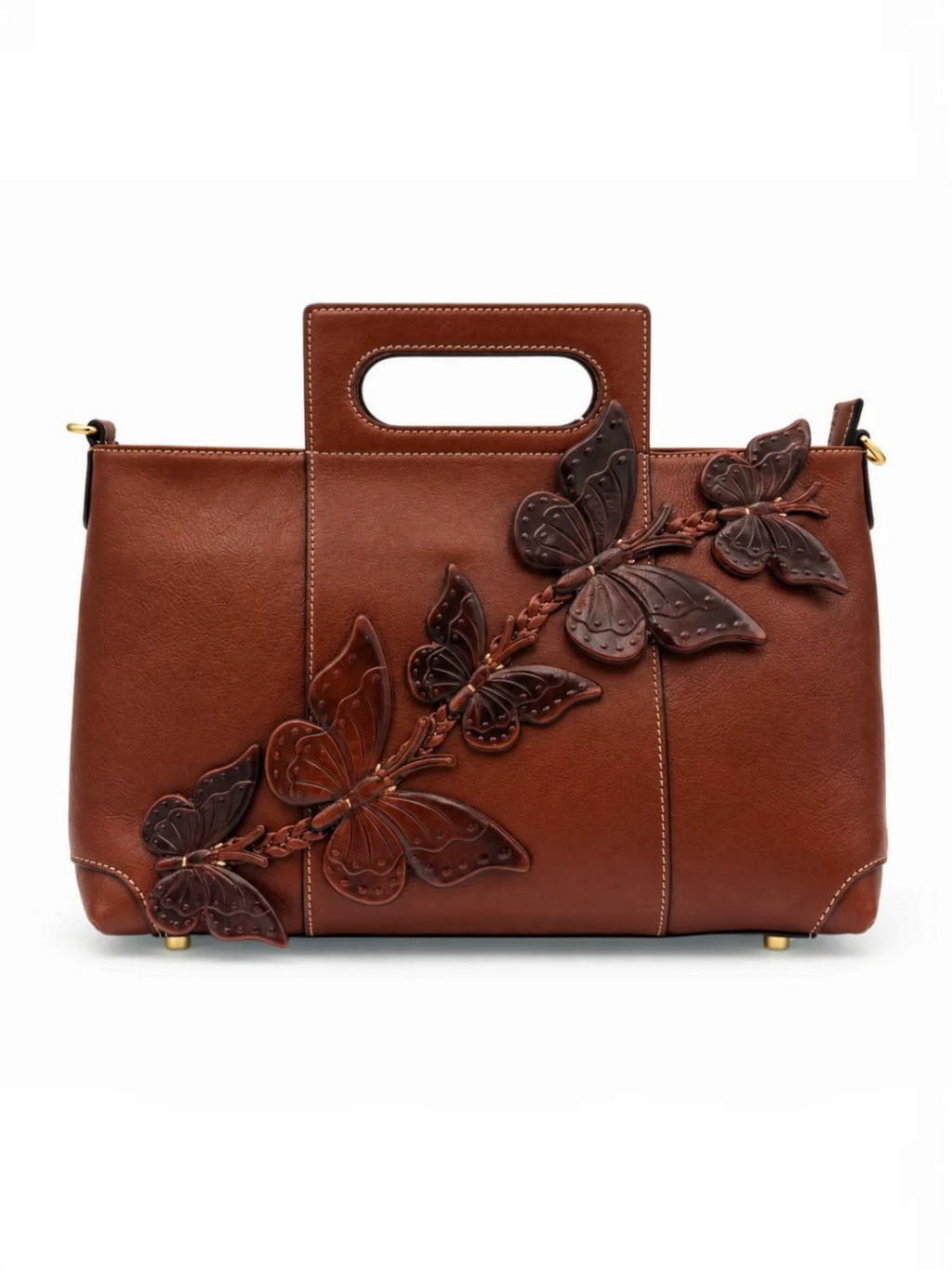 Sac à main cuir véritable à papillons en relief GALLANTRY