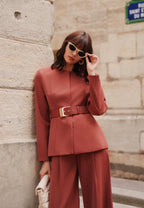 Ensemble pantalon fluide et veste ceinturée FRIME