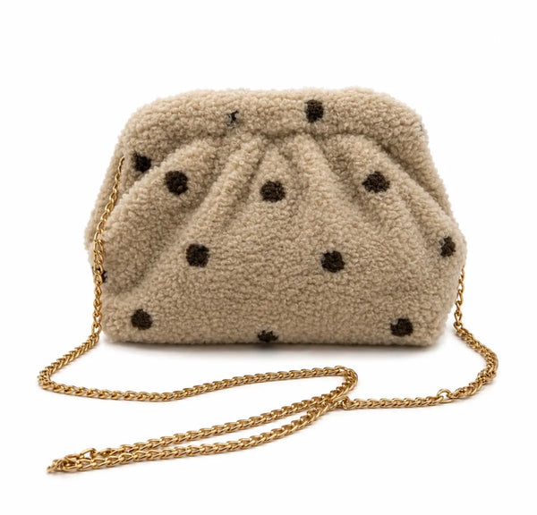 Pochette moumoute pois chaîne dorée GALLANTRY