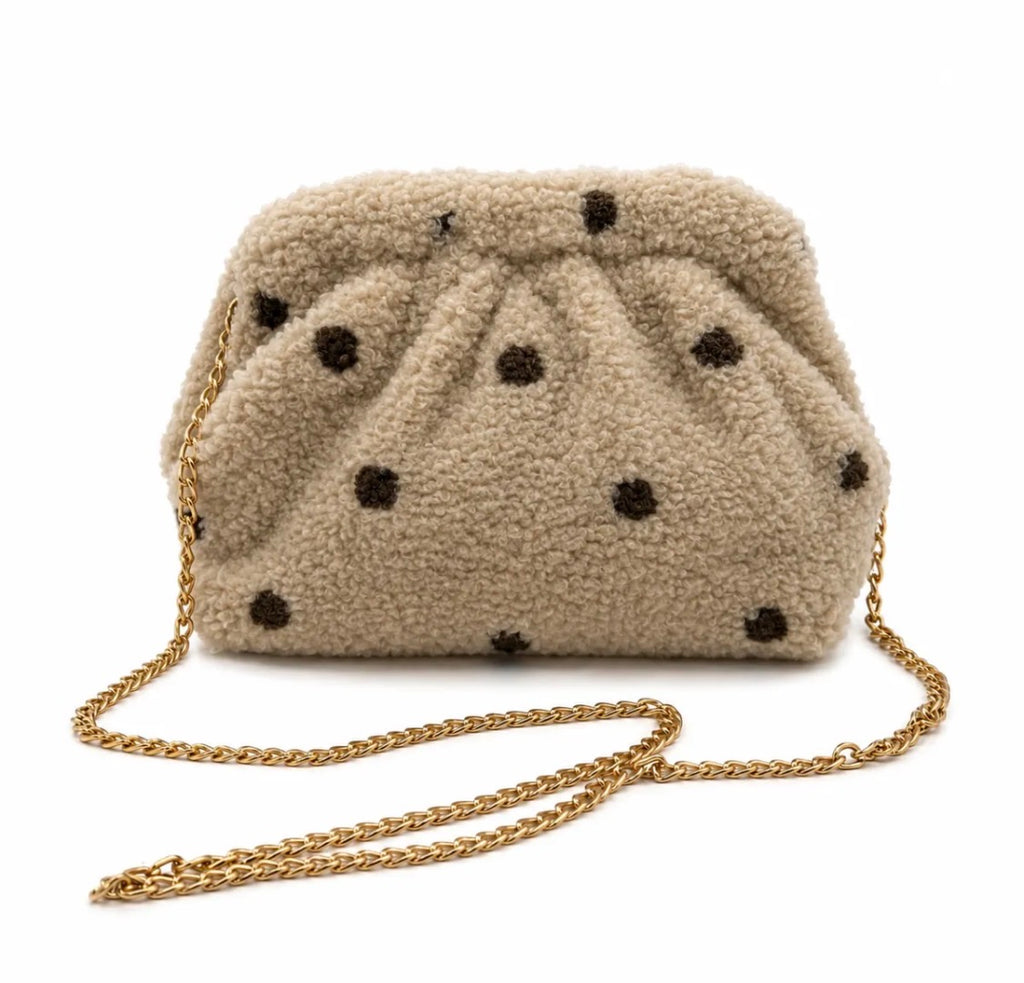 Pochette moumoute pois chaîne dorée GALLANTRY