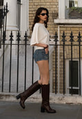 Bottes hautes à anneau et talon bloc STEPHAN PARIS