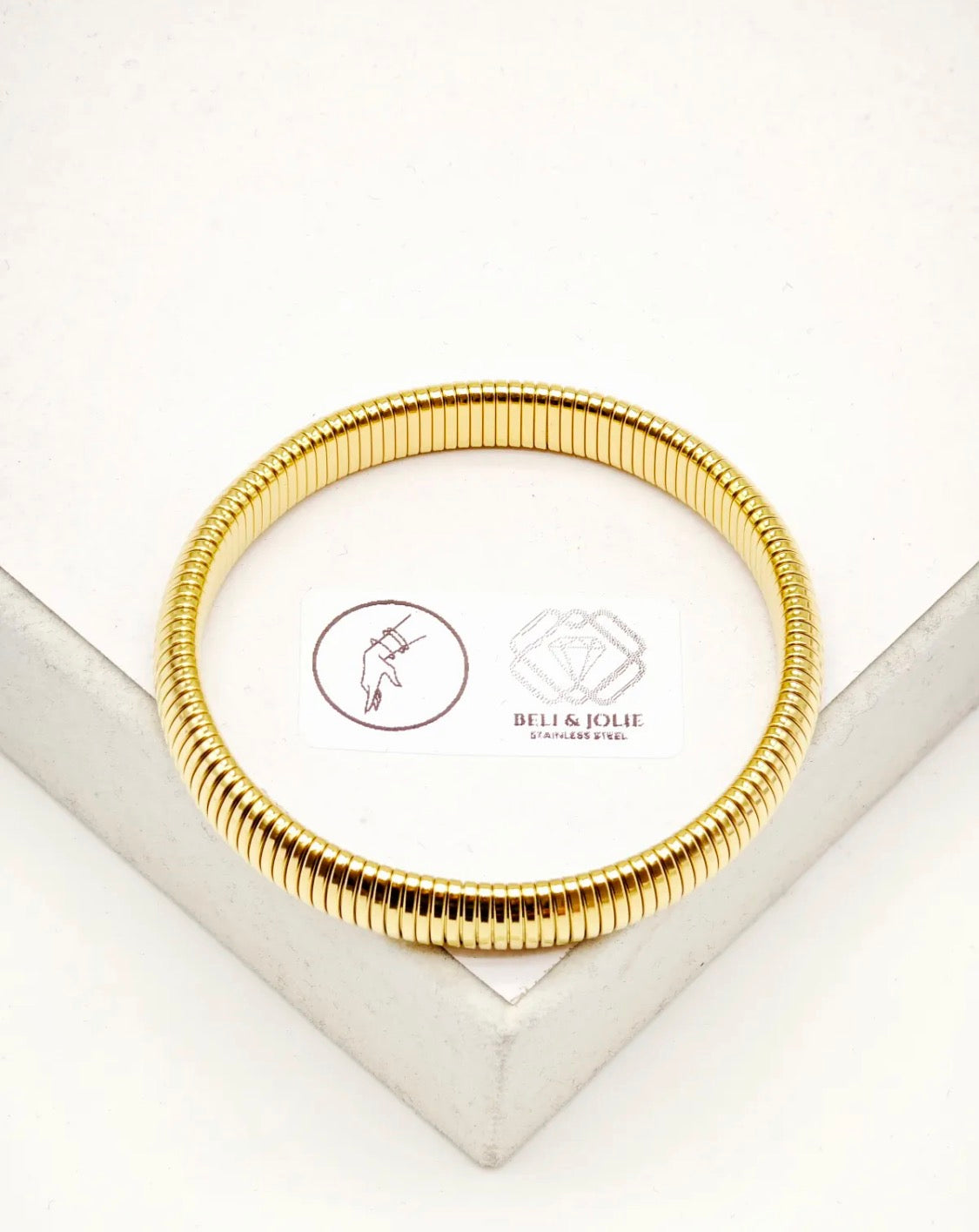 Bracelet jonc doré strié BIJOUX MYSTÈRES