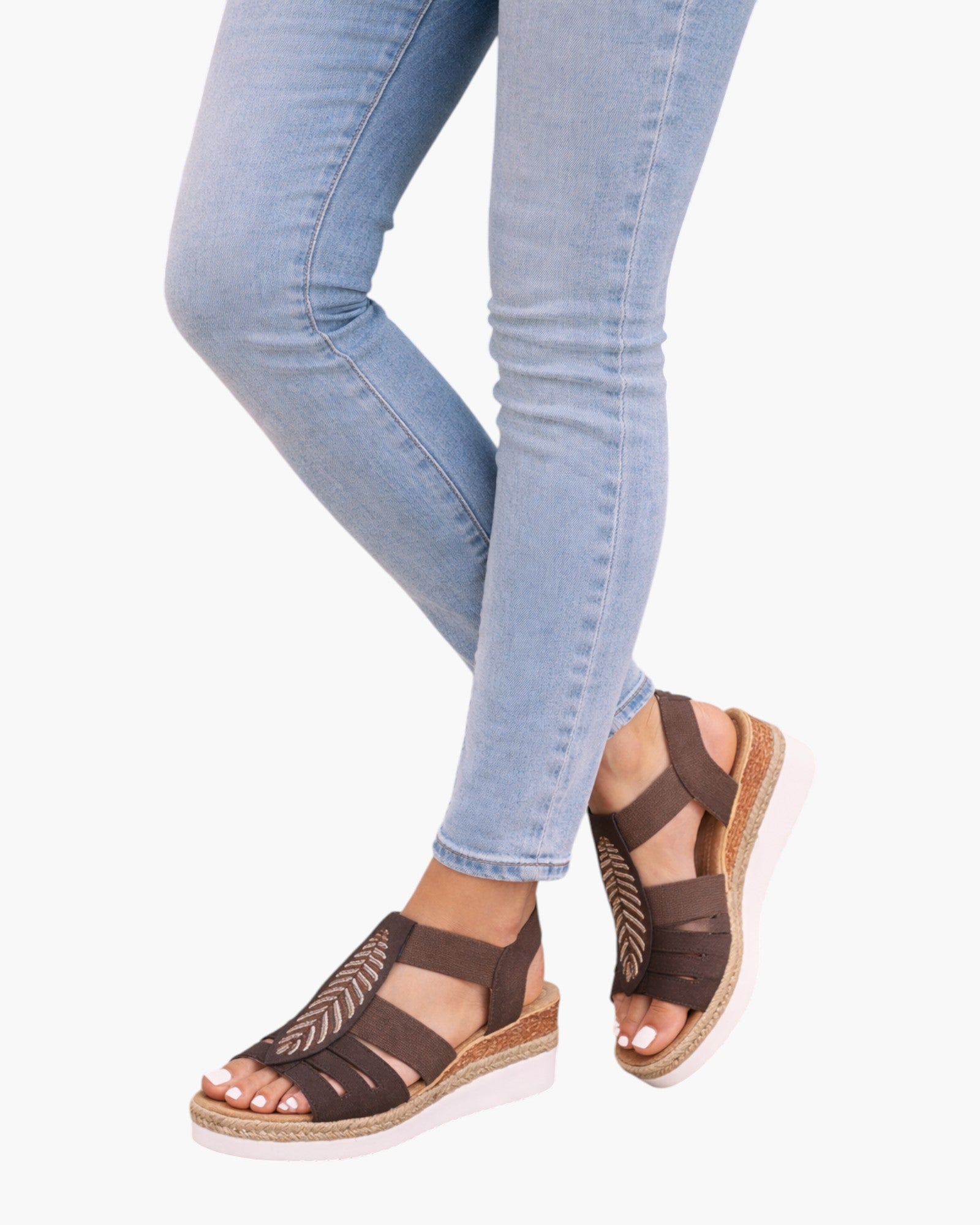 Sandales Compensées Plume Brodée LADY GLORY - Chaussure Femme - LADY GLORY