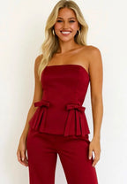 Top bustier satiné avec noeud frime