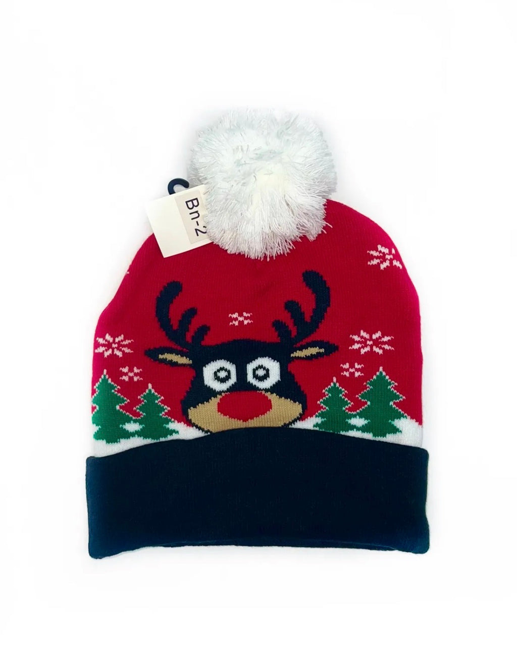 Bonnet de Noël à pompon et motifs festifs LINETA