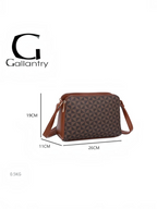 Sac bandoulière BROCK GALLANTRY marron à motif géométrique losanges avec finitions dorées et bandoulière réglable