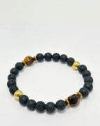 Bracelet perles naturelles noires et détails dorés ÉLINE L'ATELIER