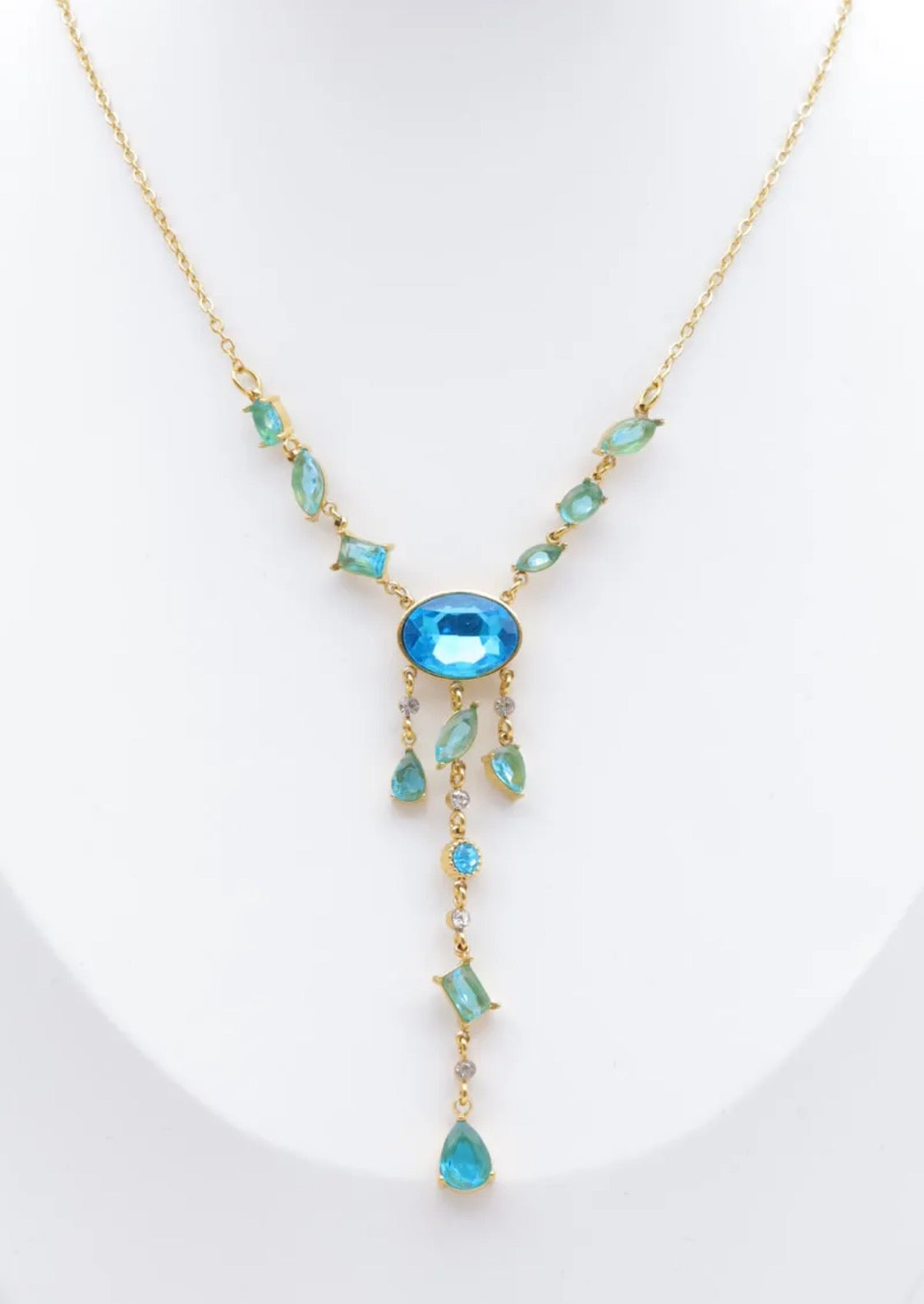 Collier Y pierres scintillantes doré BIJOUX MYSTÈRES