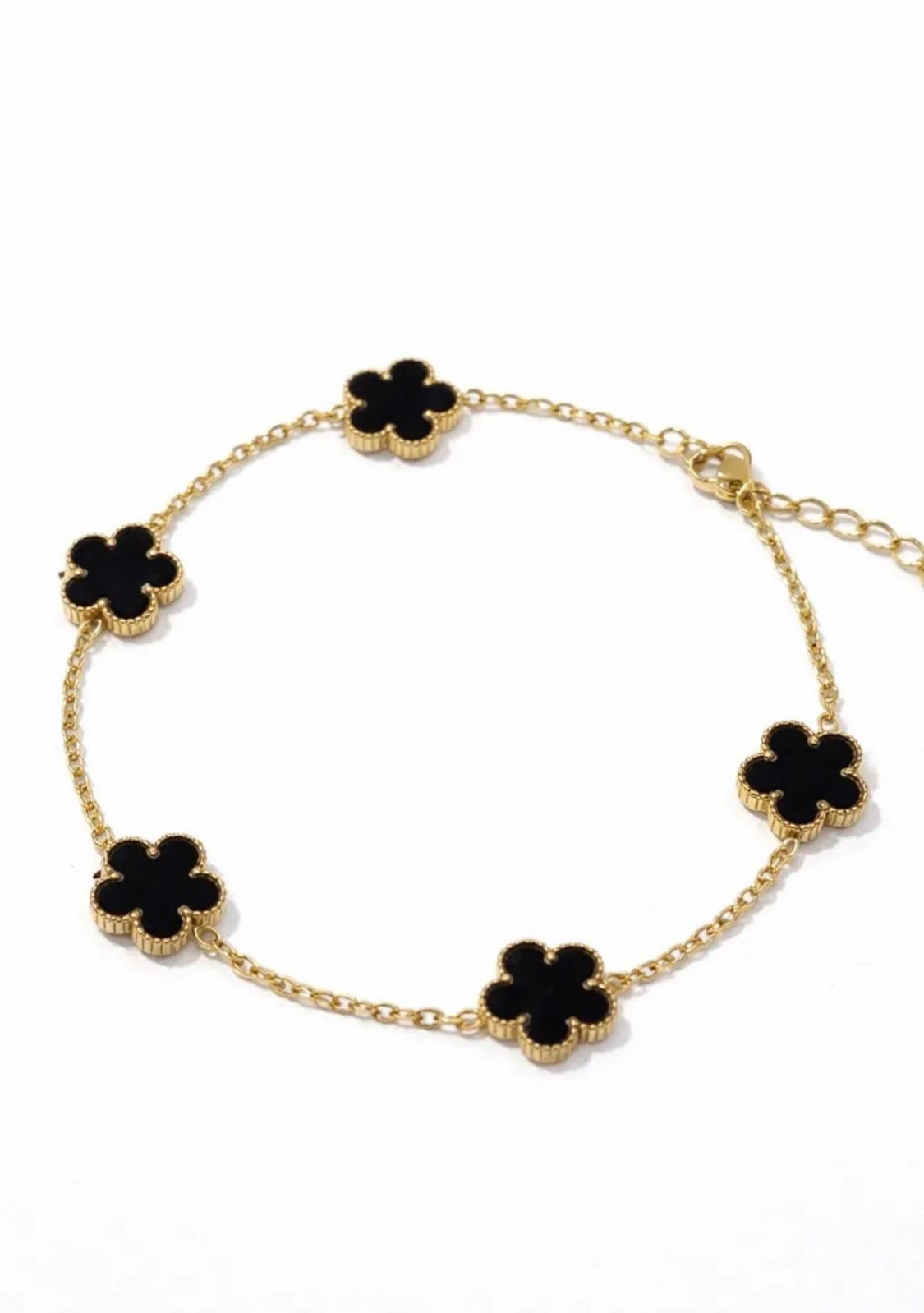 Bracelet HOMME chaîne fleurs émail noir Éline l’atelier