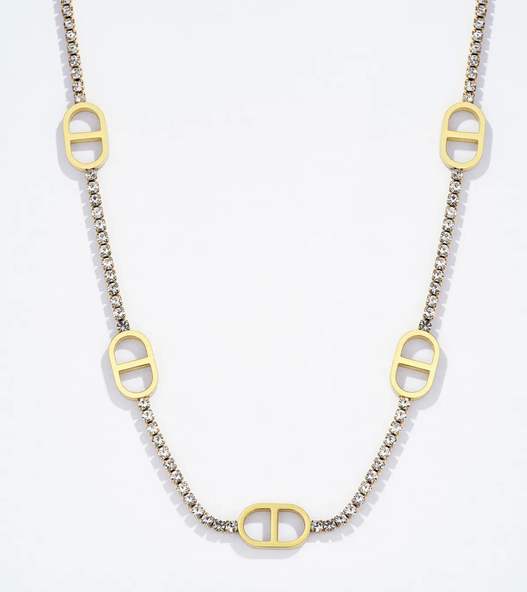 Collier strass maillons ovales doré ÉLINE L'ATELIER