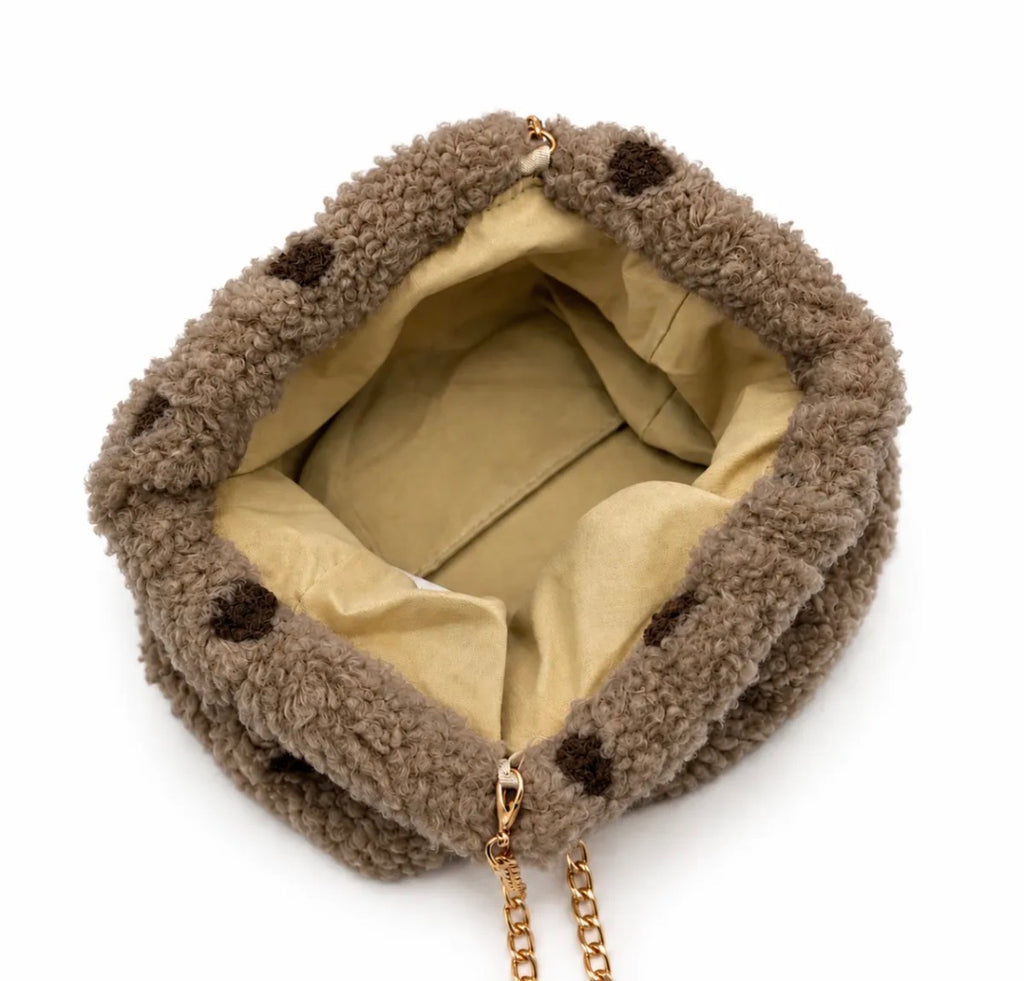 Pochette moumoute pois chaîne dorée GALLANTRY