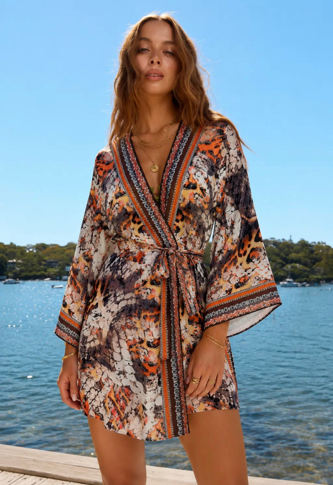 Kimono femme imprimé animalier à nouer FRIME
