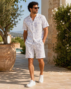 Ensemble chemise short à motif fleuri - Pantalon - Frilivin
