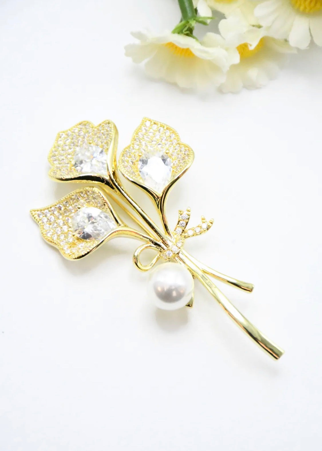 Broche Rosa — Bijou doré fantaisie