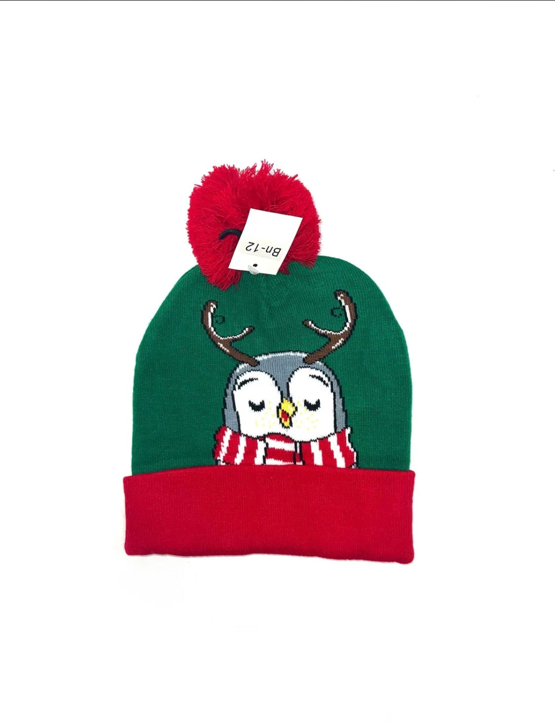 Bonnet de Noël à pompon et motifs festifs LINETA