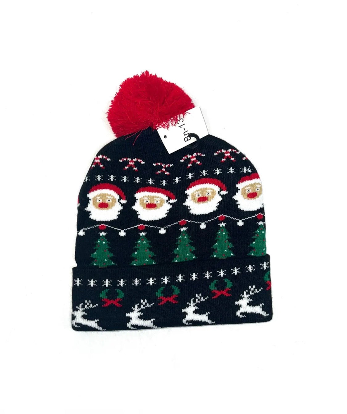 Bonnet de Noël à pompon et motifs festifs LINETA