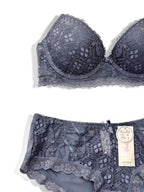 Ensemble lingerie BROCK BELLE COM'ELLE gris en dentelle avec soutien-gorge bonnet C et culotte assortie