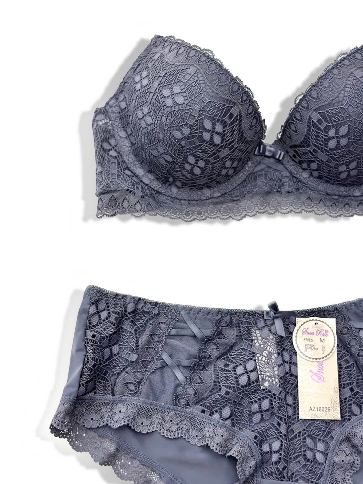 Ensemble lingerie BROCK BELLE COM'ELLE gris en dentelle avec soutien-gorge bonnet C et culotte assortie