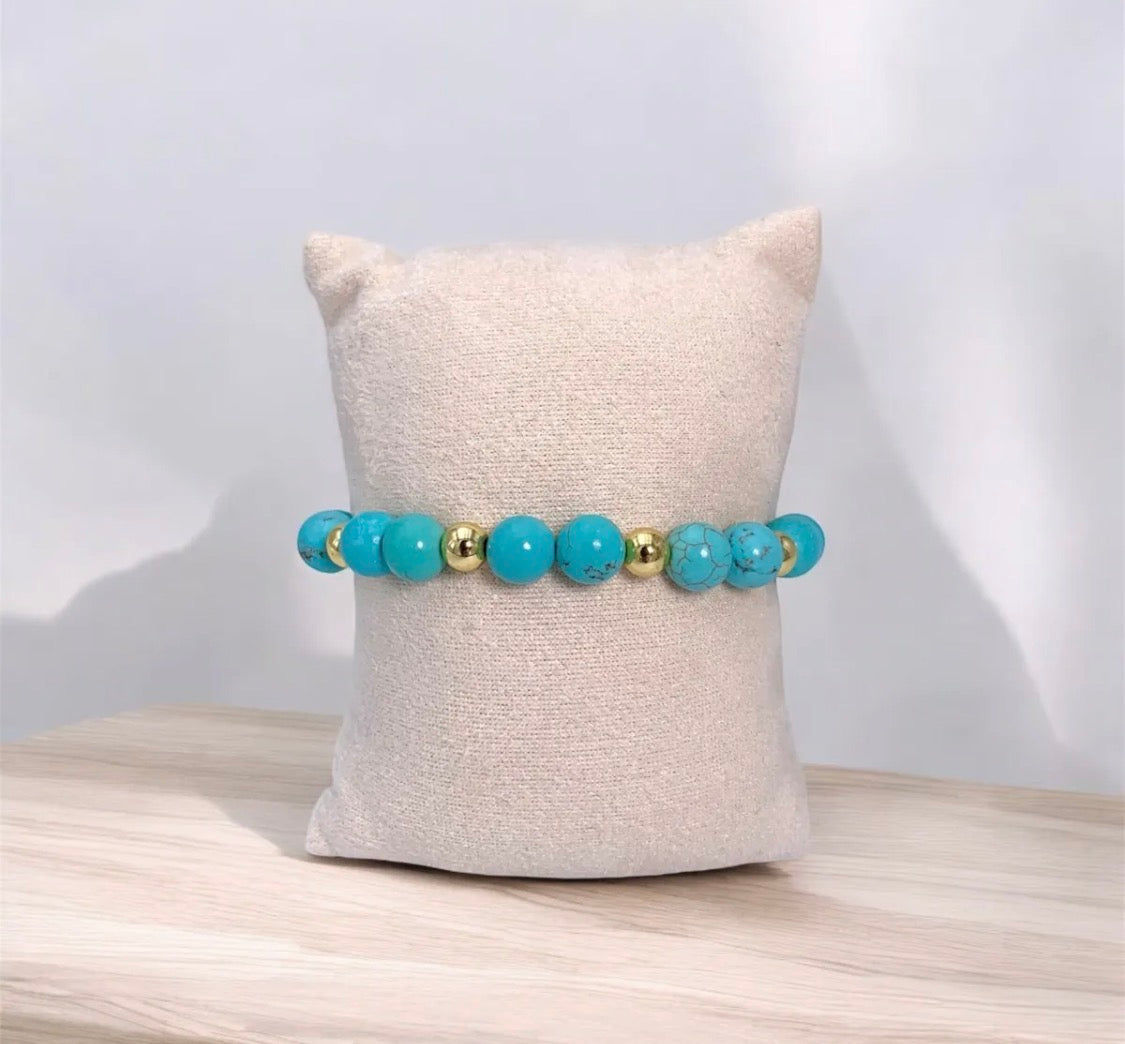 Bracelet perles turquoise et dorées BYREN | ÉLINE L'ATELIER