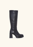 Bottes hautes noires à talon large et plateforme STEPHAN PARIS