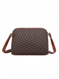 Sac bandoulière BROCK GALLANTRY marron en cuir PU avec motif géométrique losanges et finitions dorées