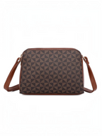 Sac bandoulière BROCK GALLANTRY marron en cuir PU avec motif géométrique losanges et finitions dorées