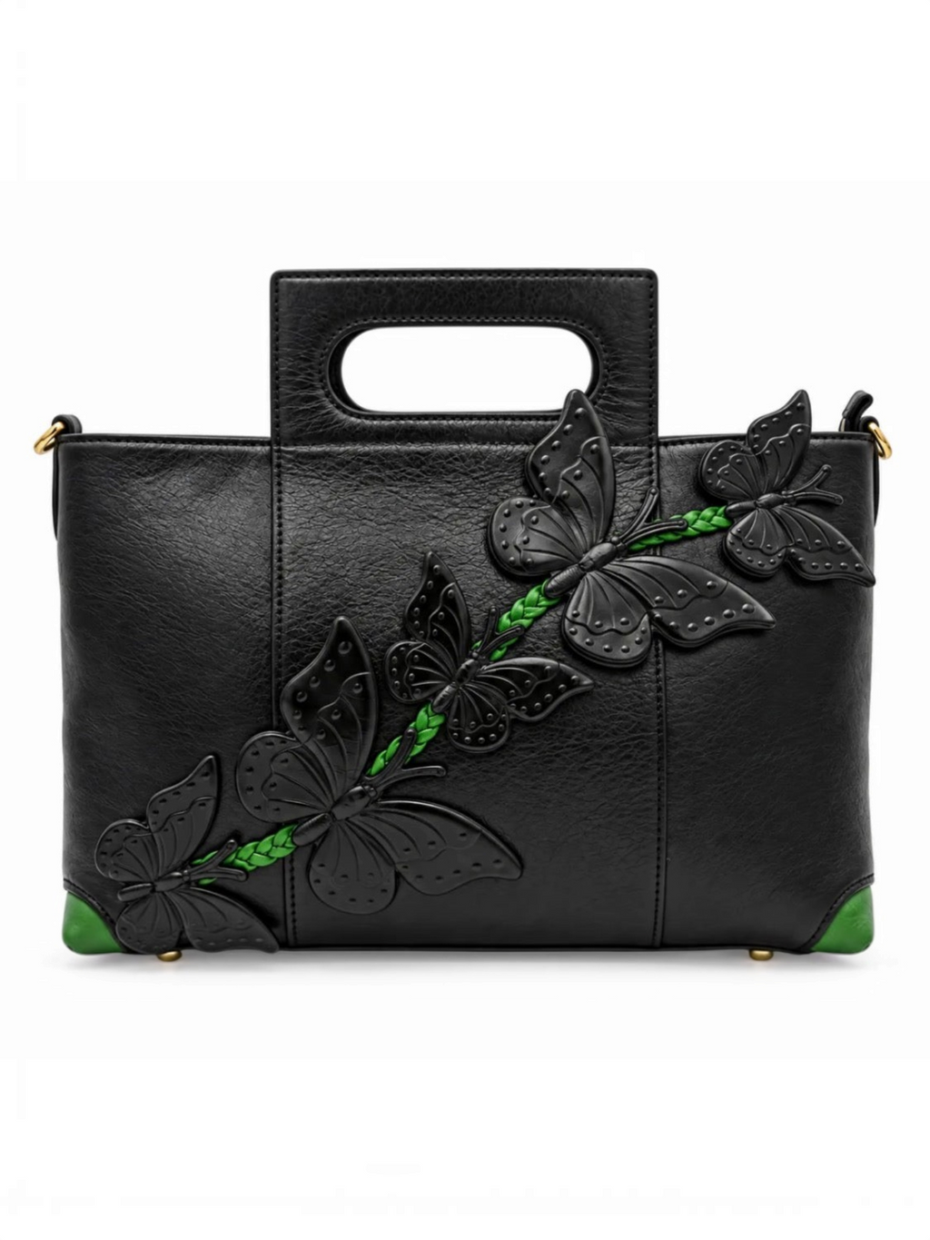 Sac à main cuir véritable à papillons en relief GALLANTRY