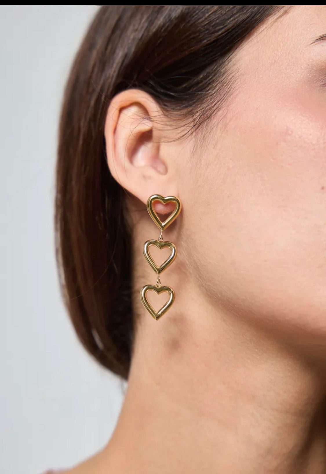 Boucles d'oreilles triple cœur pendantes BYREN | ÉLINE L'ATELIER