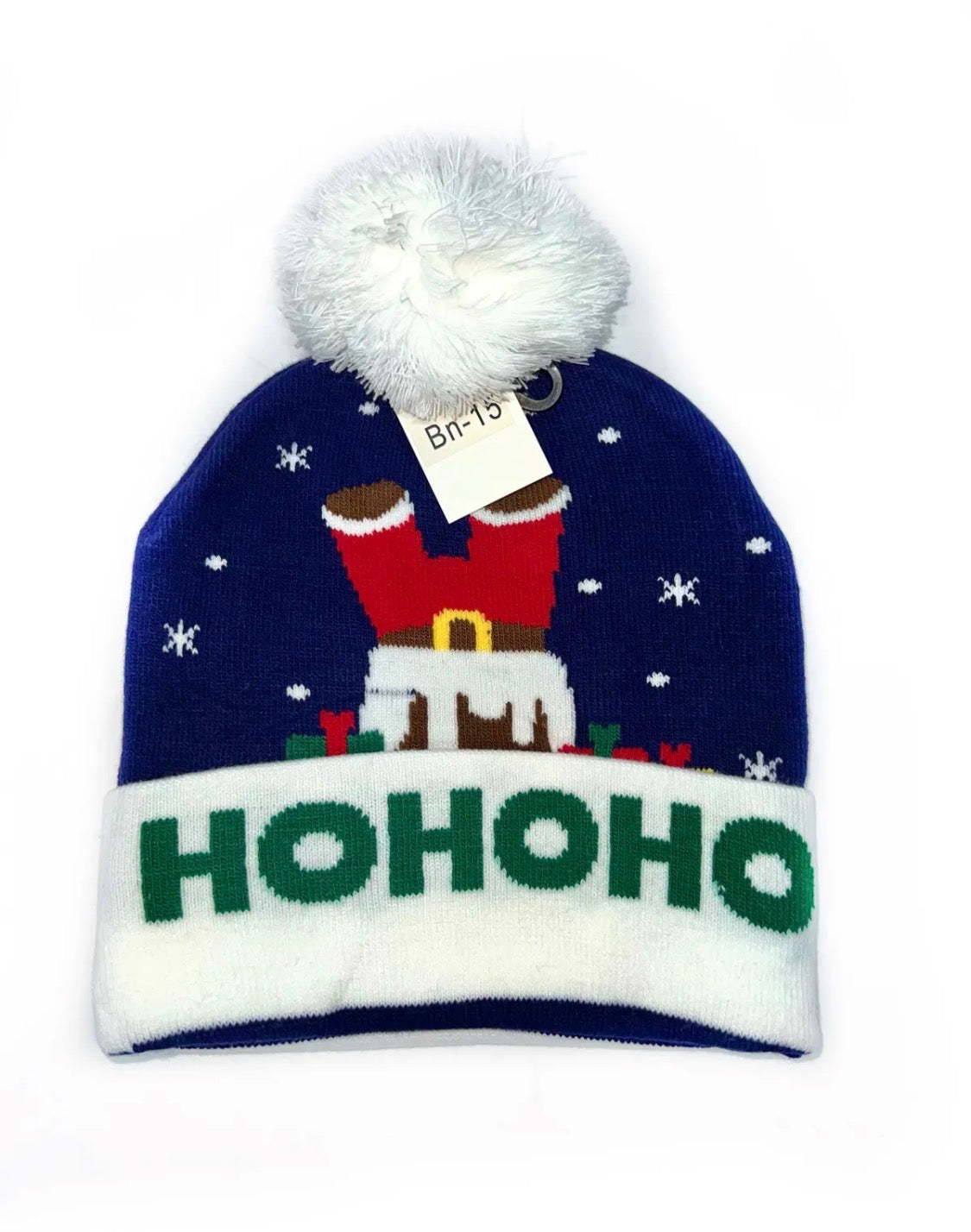 Bonnet de Noël à pompon et motifs festifs LINETA