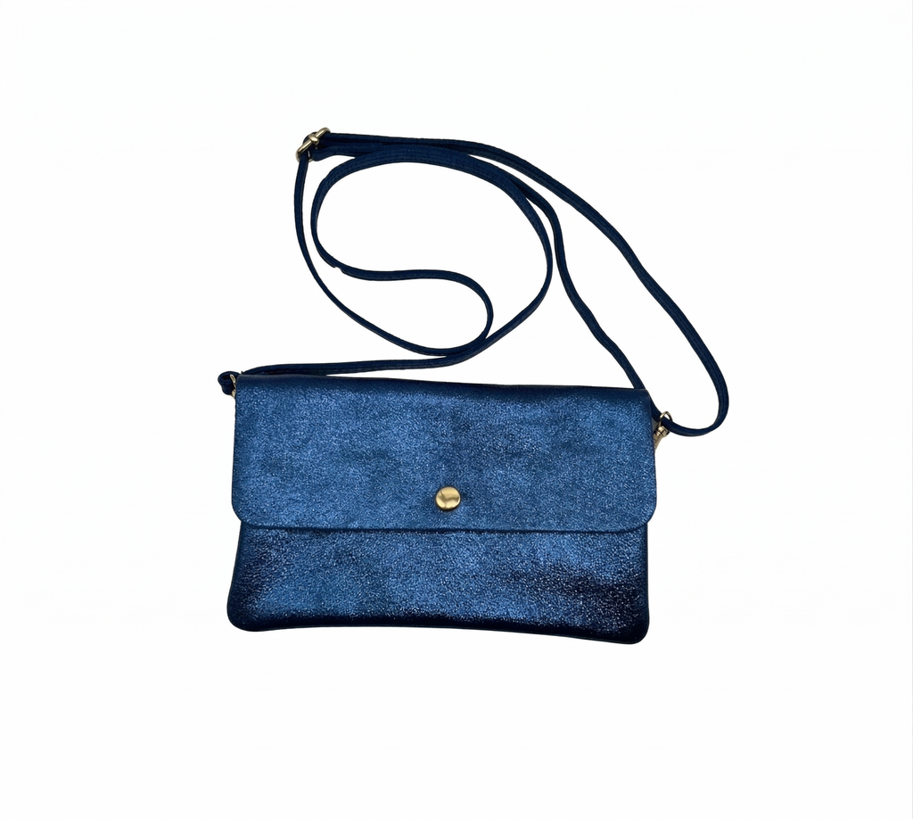 Pochette bandoulière cuir irisé 20 cm LOUISA LEE - Sacs - LOUISA LEE