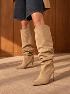 Bottes à talon fin et tige plissée STEPHAN PARIS