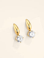 Boucles d’oreilles goutte argentée et zircon ÉLINE L’ATELIER