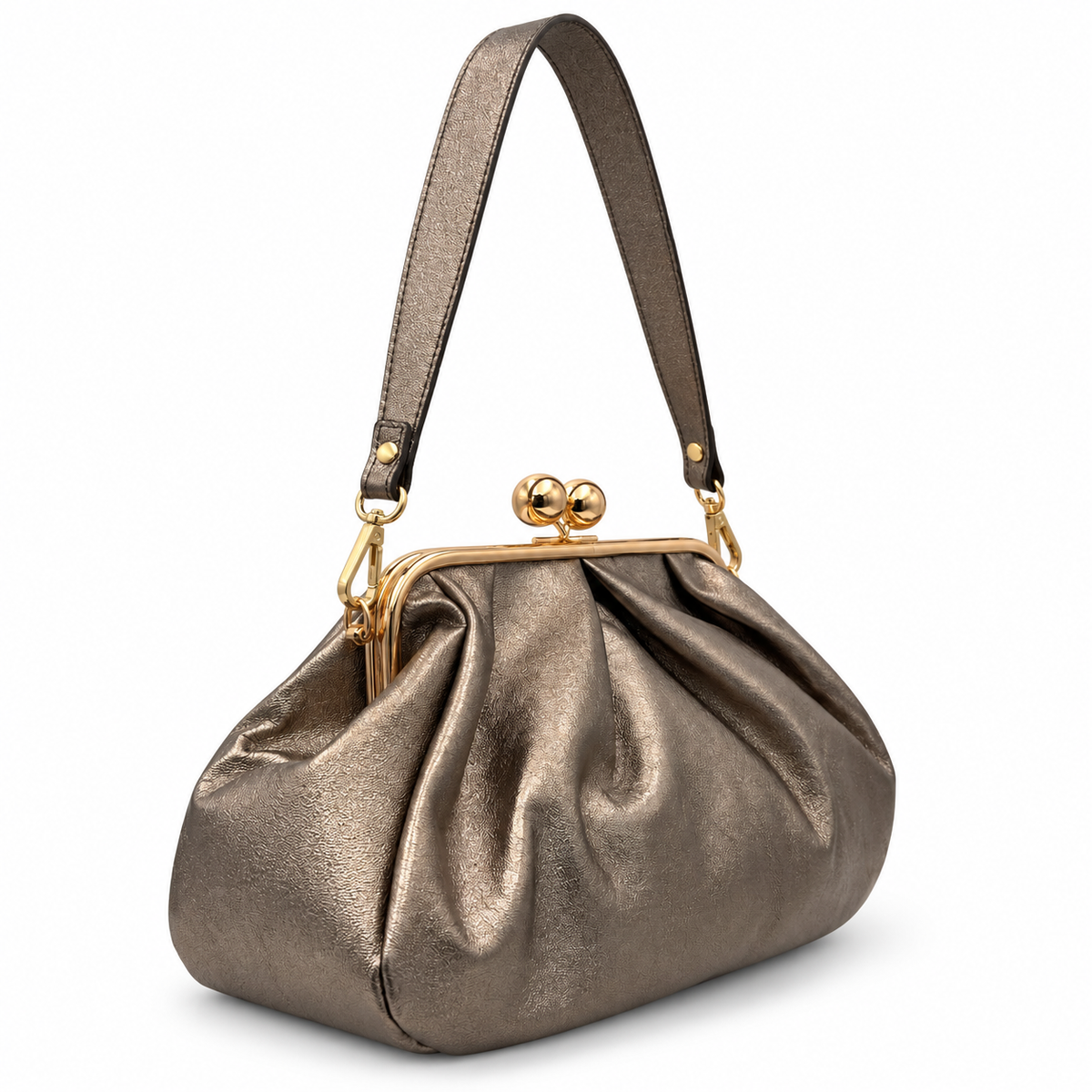 Sac à main en cuir plissé à fermoir boule GALLANTRY