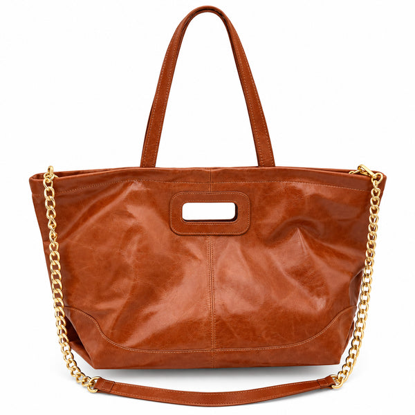 Sac cabas en cuir véritable avec chaîne dorée GALLANTRY