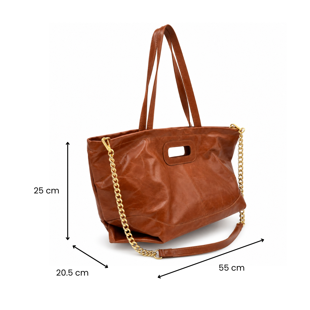 Sac cabas en cuir véritable avec chaîne dorée GALLANTRY