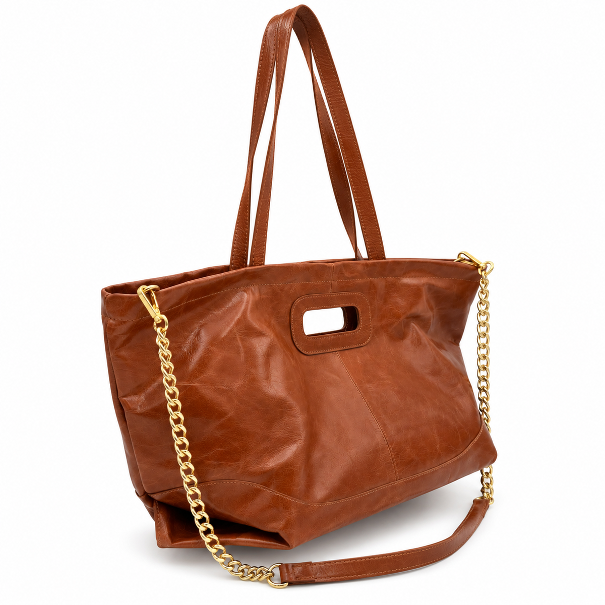 Sac cabas en cuir véritable avec chaîne dorée GALLANTRY