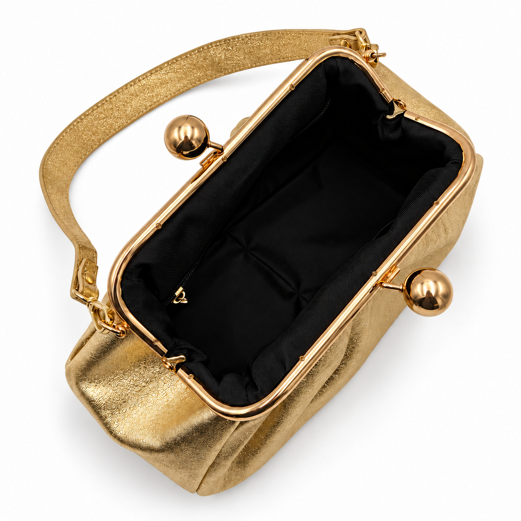 Sac à main en cuir plissé à fermoir boule GALLANTRY