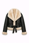 Manteau court femme en simili cuir ceinturé GALLANTRY