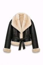 Manteau court femme en simili cuir ceinturé GALLANTRY