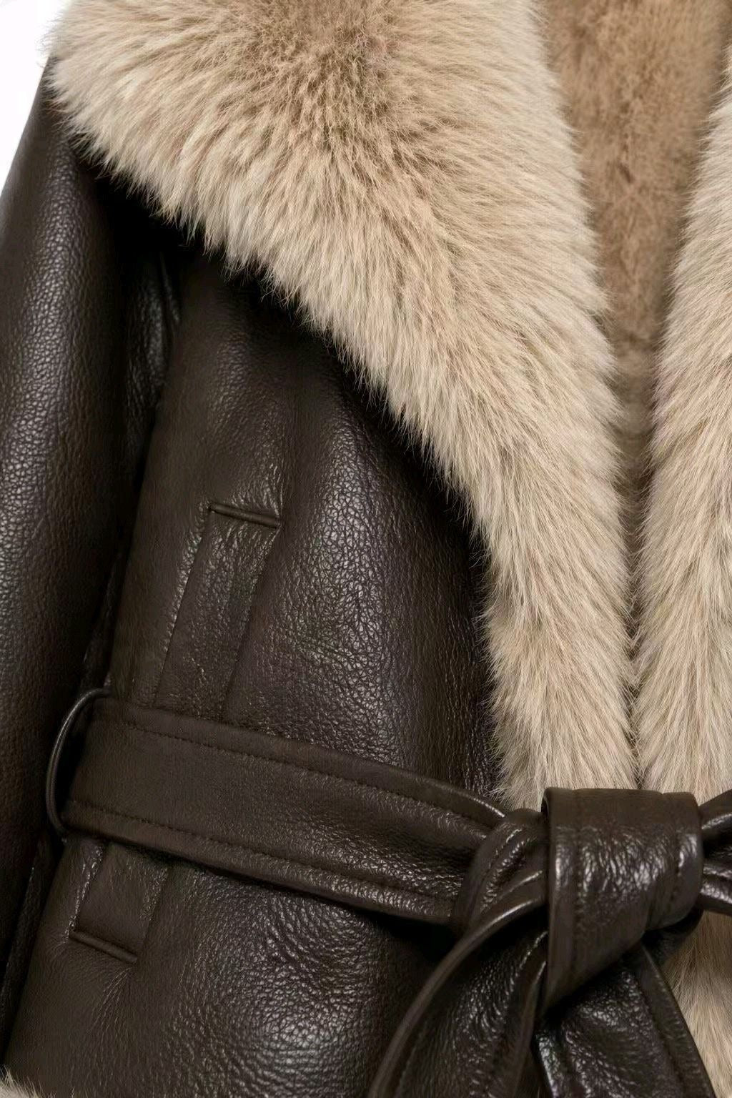 Manteau court femme en simili cuir ceinturé GALLANTRY