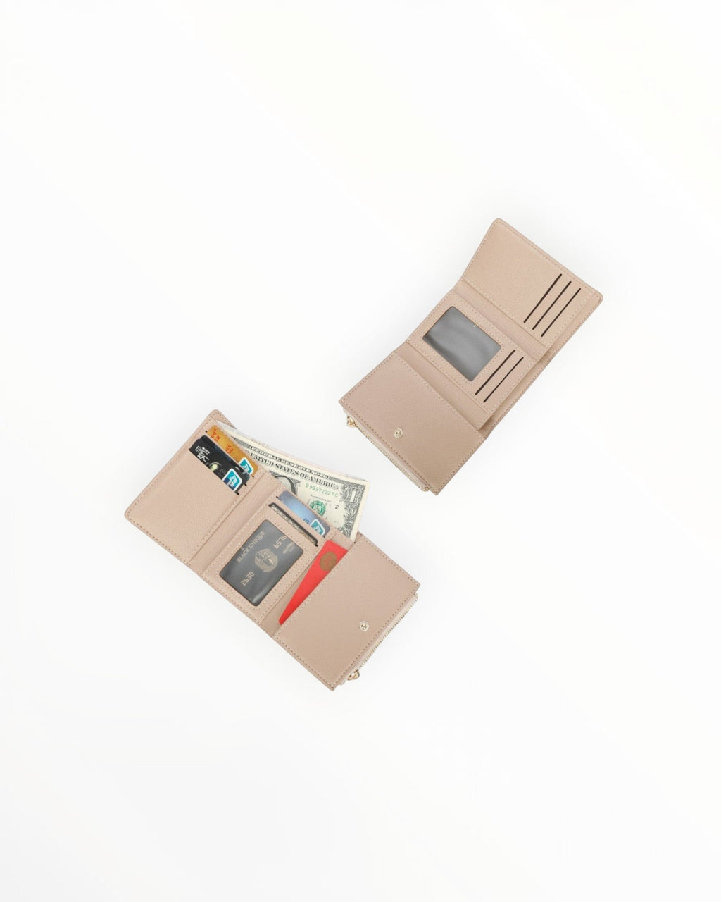 Portefeuille compact en cuir pour femme