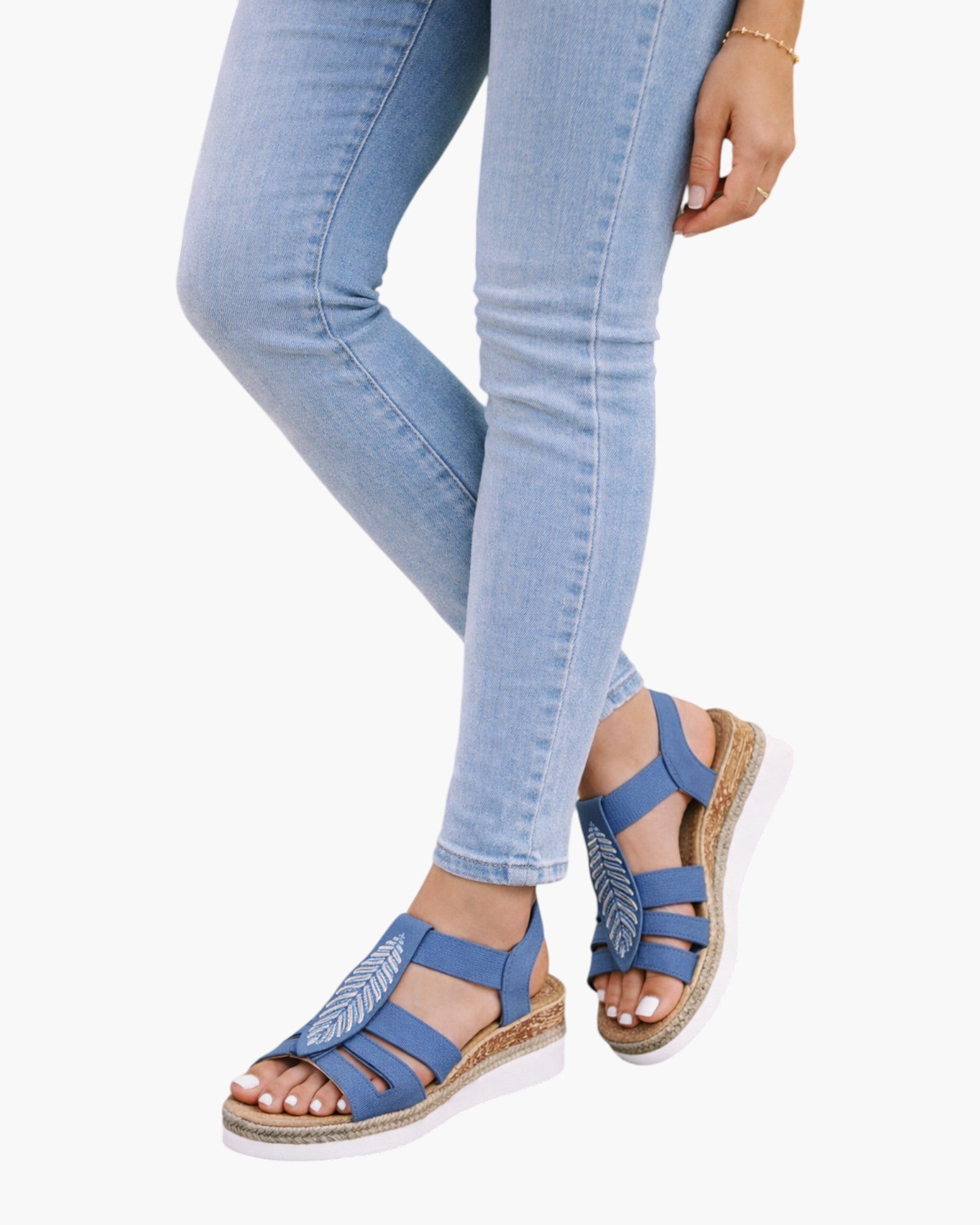 Sandales Compensées Plume Brodée LADY GLORY - Chaussure Femme - LADY GLORY